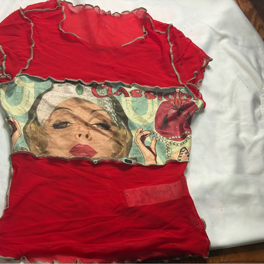 Red see through vintage style babydoll top